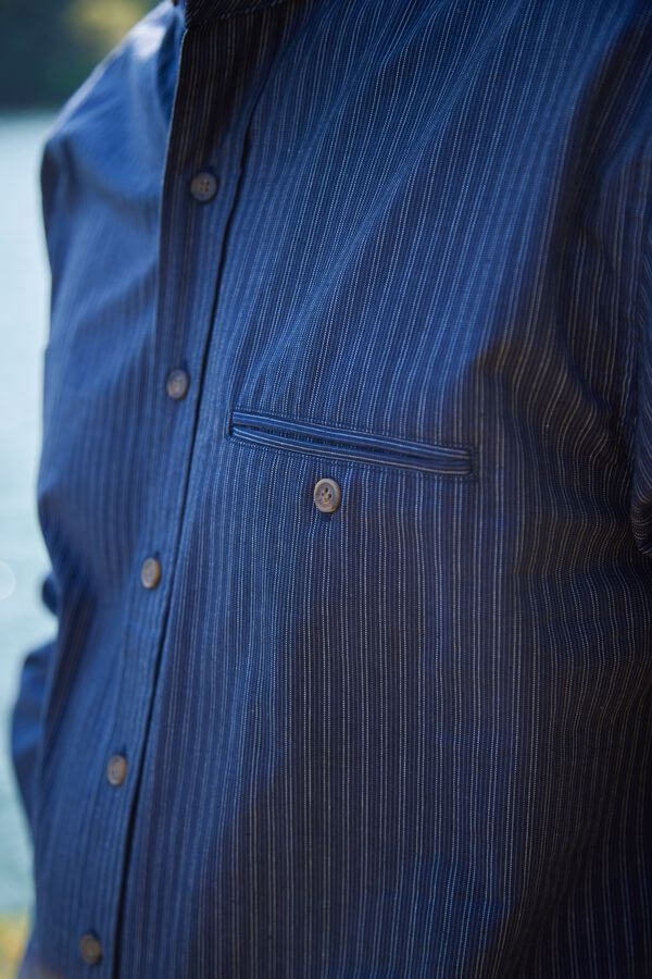 Irisches Herrenhemd aus glatter Baumwolle mit Stehkragen im Vintage Look XXXXL
