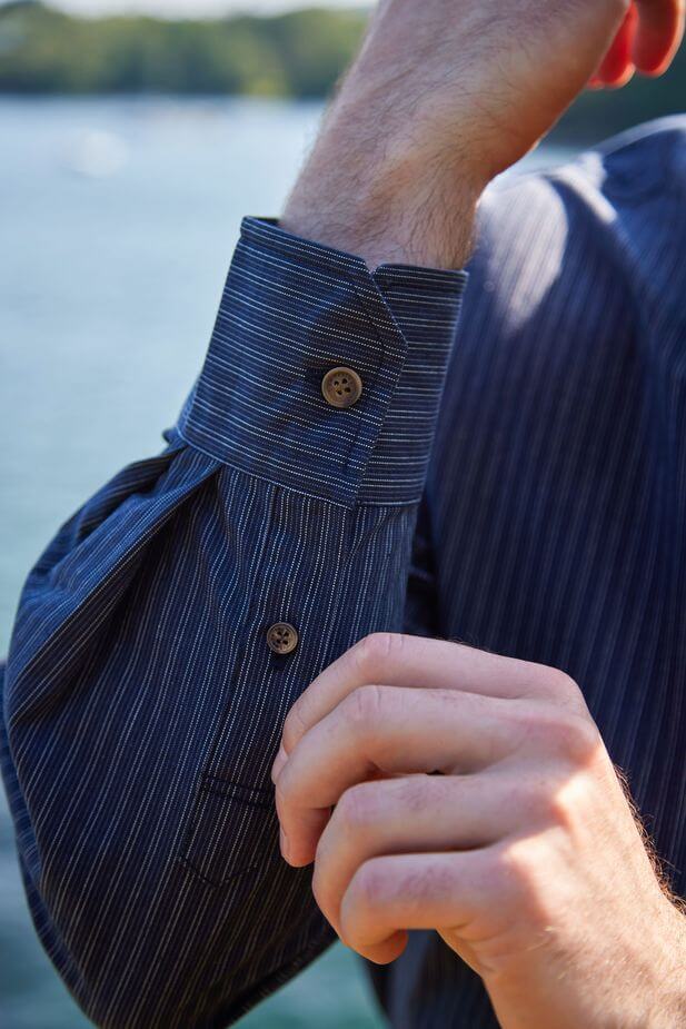Irisches Herrenhemd aus glatter Baumwolle mit Stehkragen im Vintage Look XXXXL