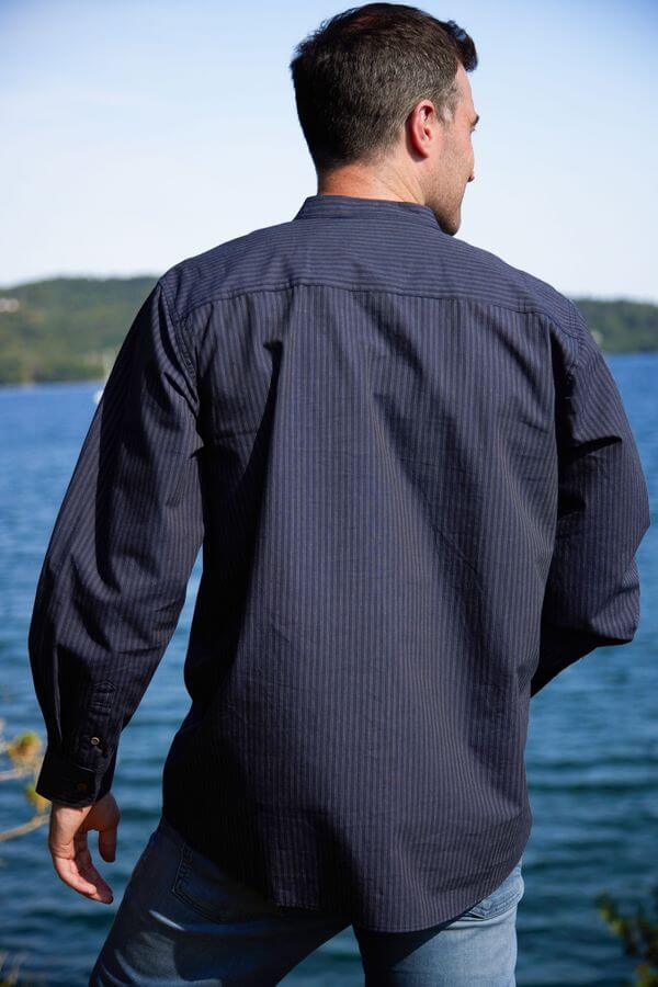 Irisches Herrenhemd aus glatter Baumwolle mit Stehkragen im Vintage Look XXXXL