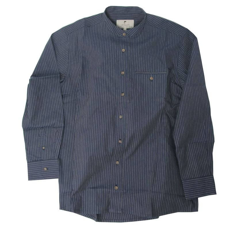 Irisches Herrenhemd aus glatter Baumwolle mit Stehkragen im Vintage Look XXXXL
