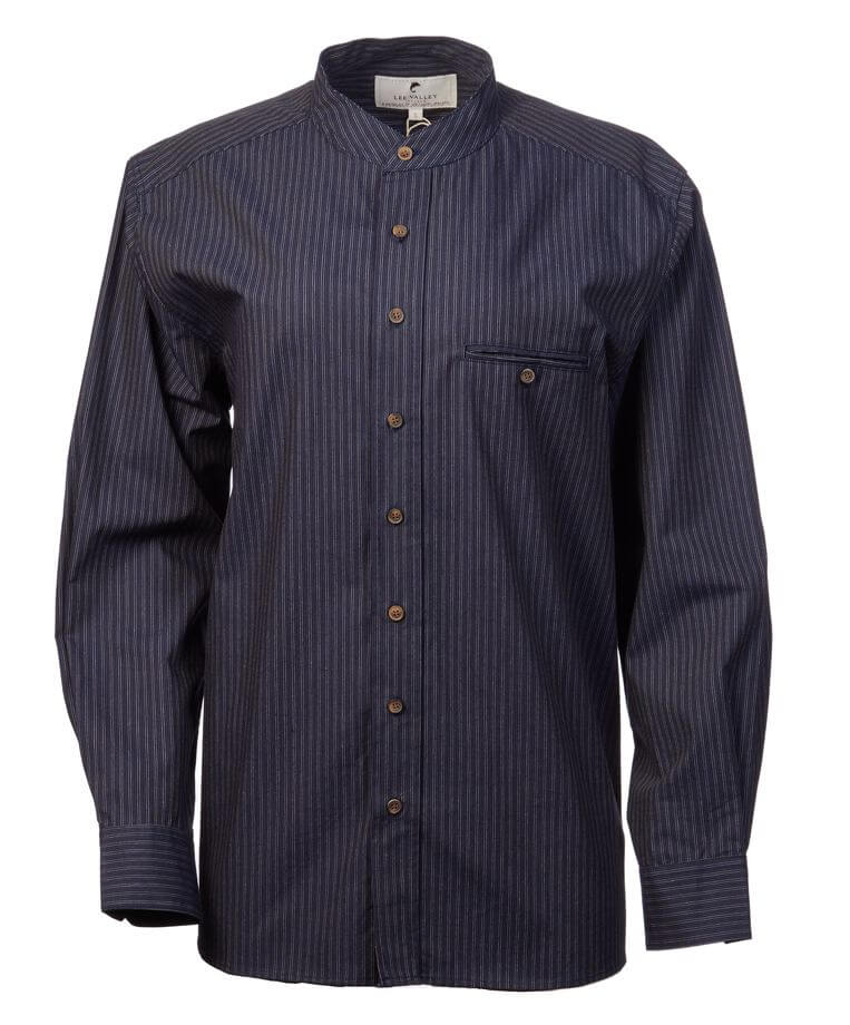 Irisches Herrenhemd aus glatter Baumwolle mit Stehkragen im Vintage Look XXXXL