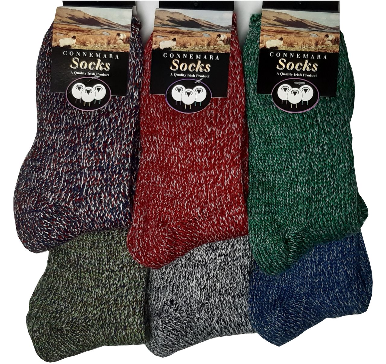 Irische Wollsocken Anthrazitrotmeliert M